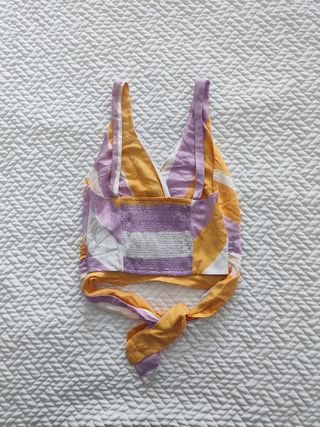 Top Zara rayas amarillo-morado