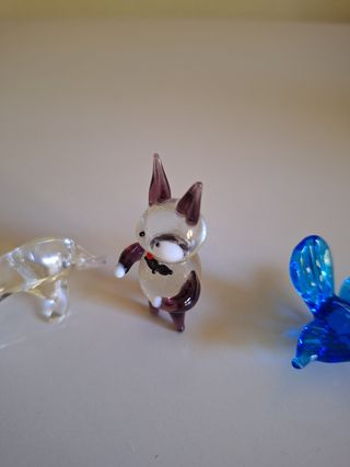 3 animaletti vetro colorato