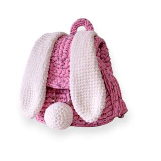 Mochila conejito crochet rosa