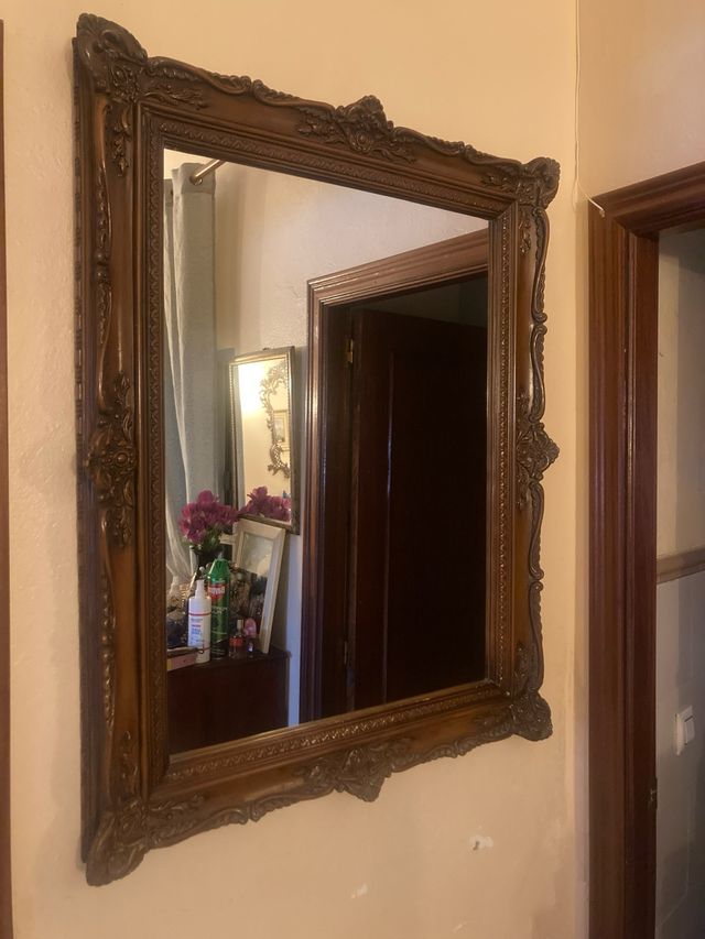 Espejo imitación madera