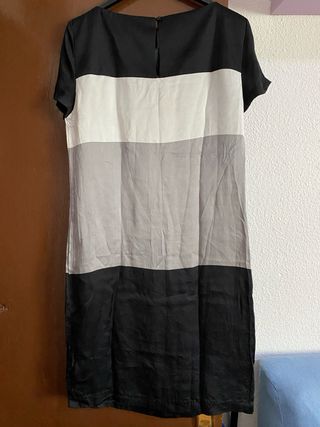 Vestido S / M ZARA elegante blanco negro gris 