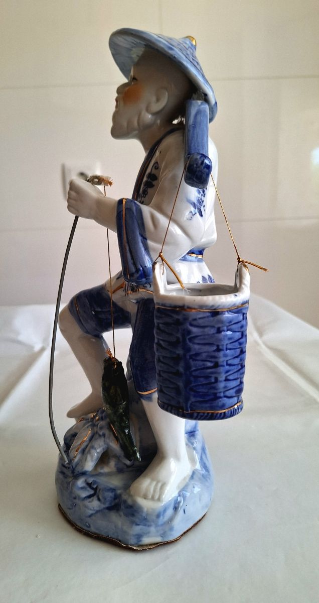 2 Figuras porcelana ancianos pescadores