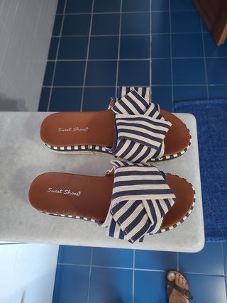 Ciabatte Sweet Shoes blu/bianche n.36