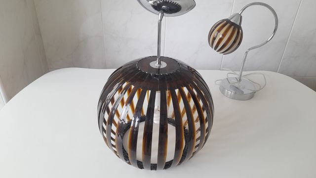 2 Lámparas - Techo y Mesilla - Marrón