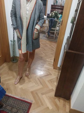 Chaquetón gris-naranja 3/4
