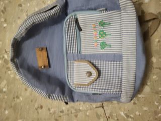 Mochila infantil Green Garden azul y blanca