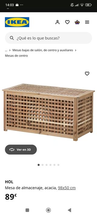 Mesa almacenaje Ikea -madera- 98x50cm