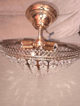 Lámpara lágrimas cristal dorada