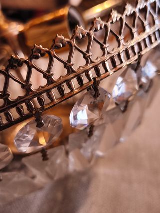 Lámpara lágrimas cristal dorada