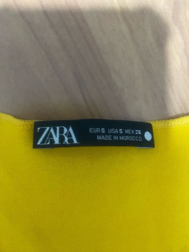 Blusa Zara Amarilla Nudo Talla S
