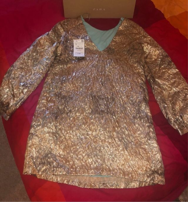 Miniabito Zara oro champagne Tg S