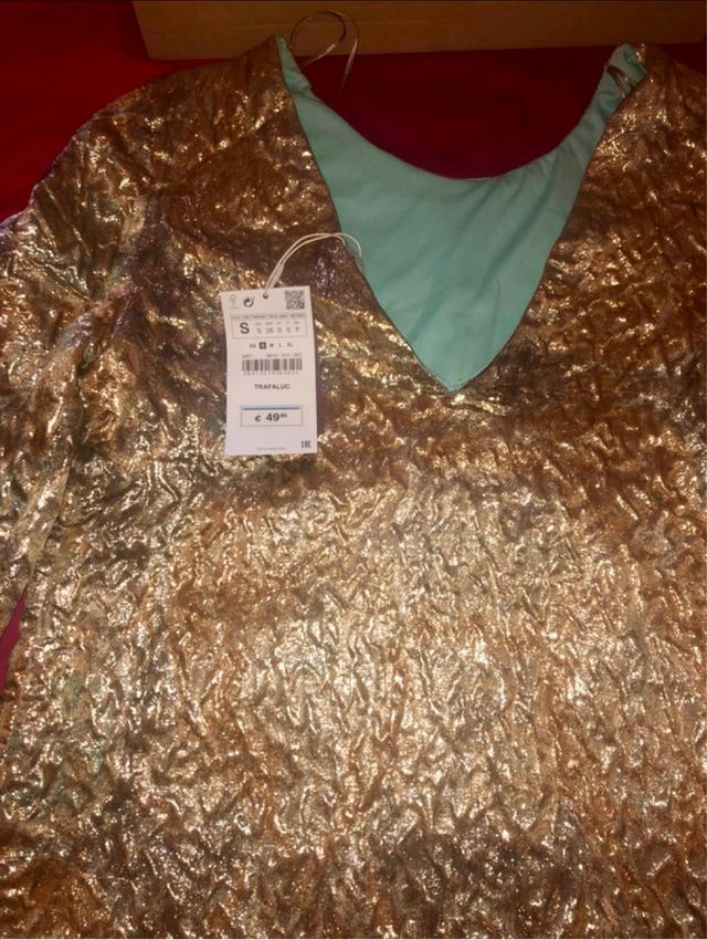 Miniabito Zara oro champagne Tg S