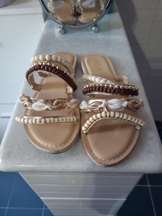 Ciabatte gioiello oro beige n.37