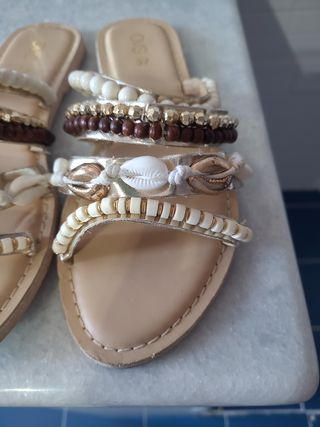 Ciabatte gioiello oro beige n.37