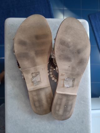 Ciabatte gioiello oro beige n.37