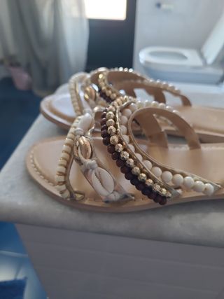 Ciabatte gioiello oro beige n.37