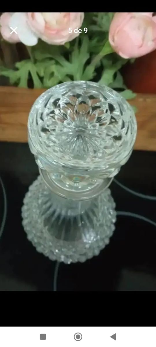 Antico astuccio per liquori in vetro intagliato