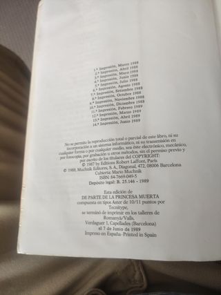 Libro De parte de la princesa muerta
