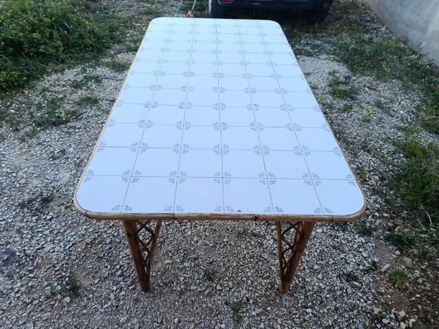 Mesa terraza bambú-cerámica