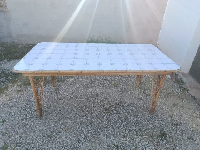 Mesa terraza bambú-cerámica