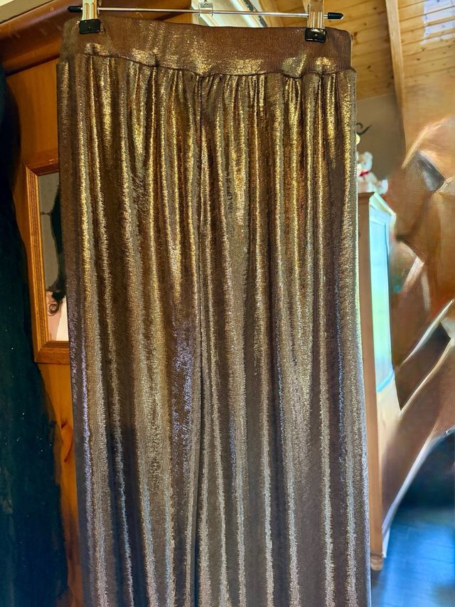 Pantalones anchos dorados, talla M