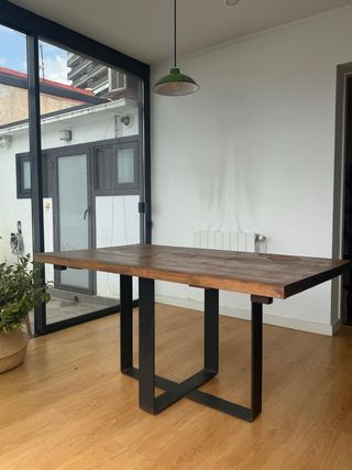 Mesa madera maciza industrial