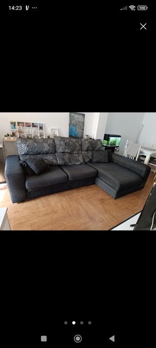 Sofá chaise longue gris-negro