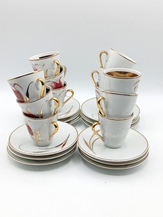Juego café porcelana dorado años 70