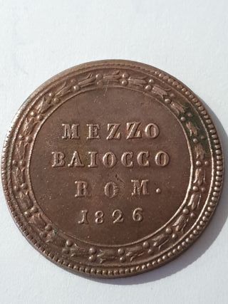 Moneta Antica Mezzo Baiocco Vaticano 1826 LeoneXII