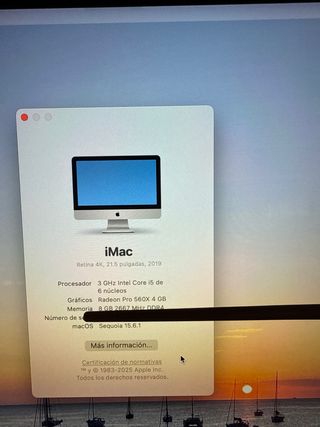 Mac de sobremesa 21,5" Retina 4K, pantalla 21,5”