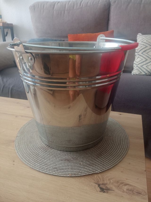 Cubo metal c/ asa - plateado