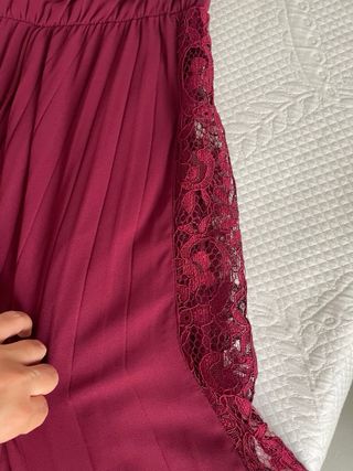 Vestito Lungo Borgogna Pizzo