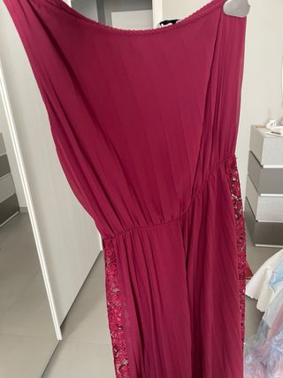 Vestito Lungo Borgogna Pizzo
