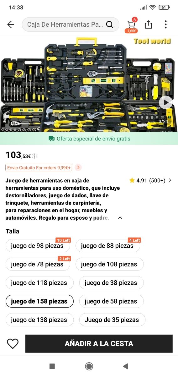 Juego herramientas 158 piezas