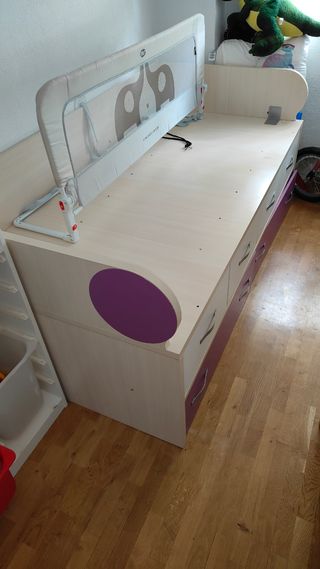 Cama juvenil 90cm - beige/morado