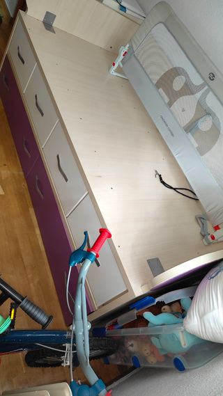 Cama juvenil 90cm - beige/morado