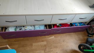 Cama juvenil 90cm - beige/morado