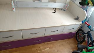 Cama juvenil 90cm - beige/morado