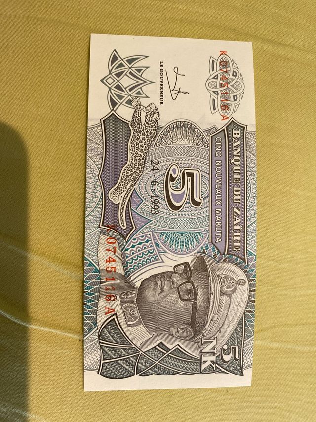 Billete 5 Zaïre - 1993