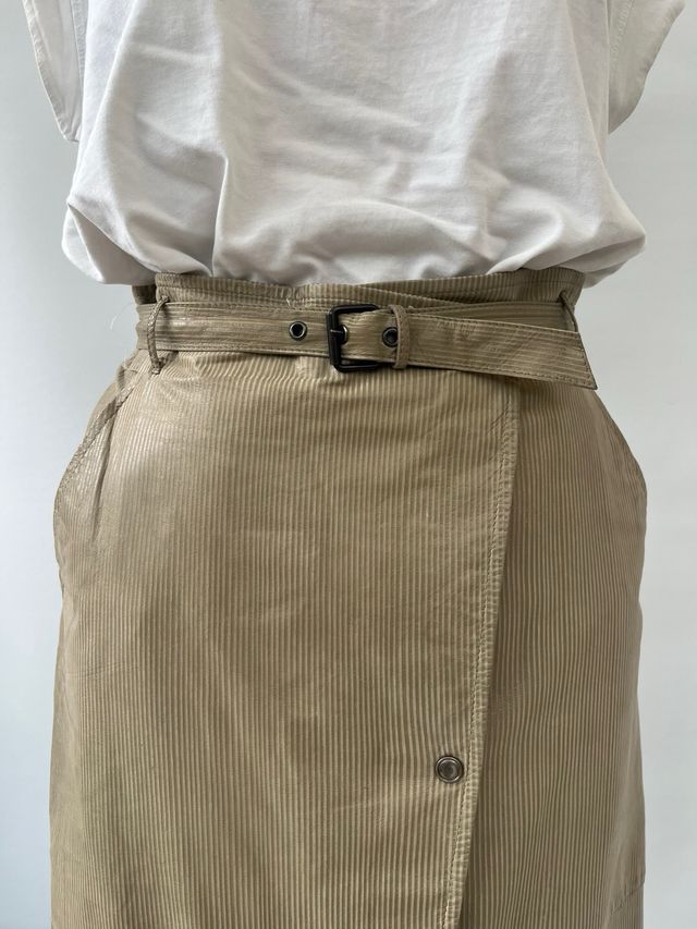 Gonna vintage beige in pelle