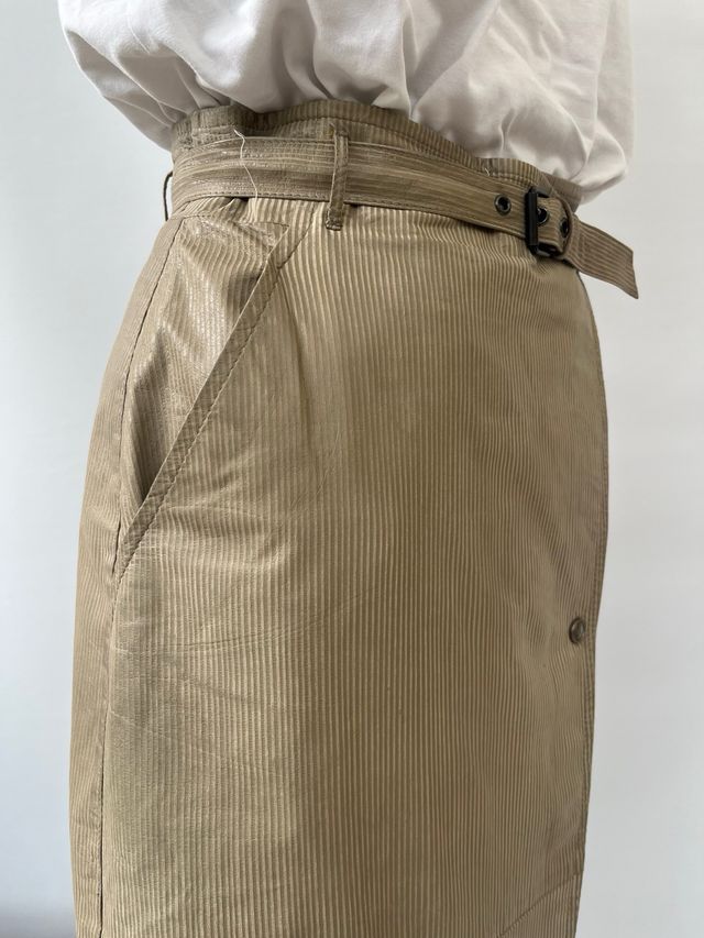 Gonna vintage beige in pelle