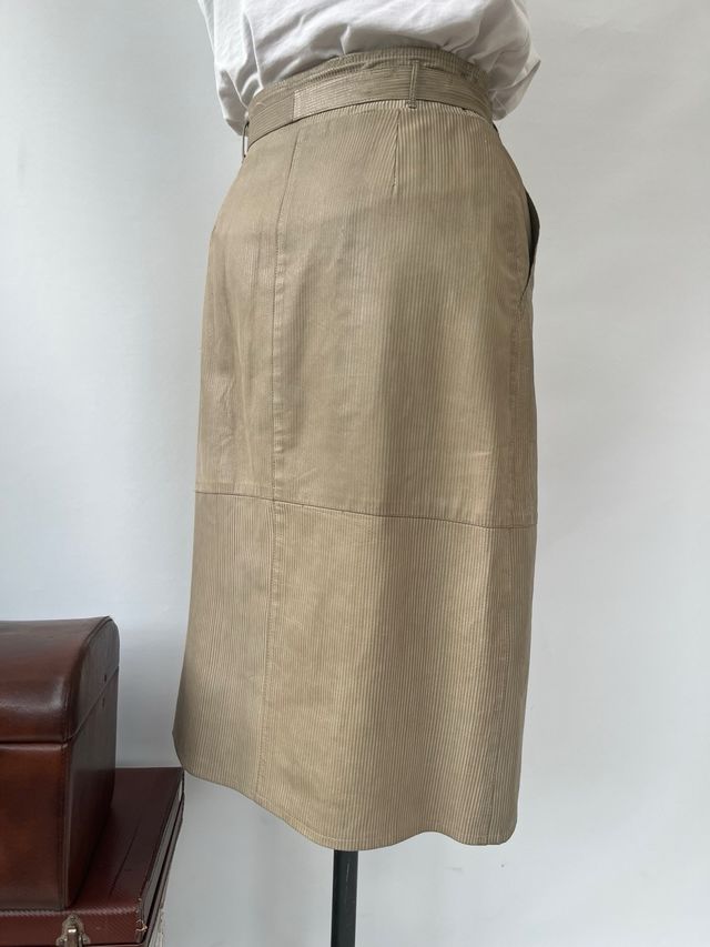 Gonna vintage beige in pelle