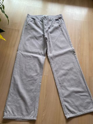 Pantalones pana beige mujer