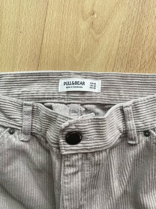 Pantalones pana beige mujer
