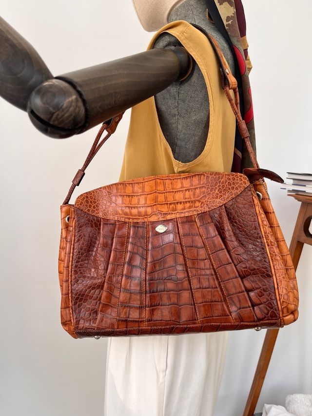 Borsa a spalla marrone in pelle