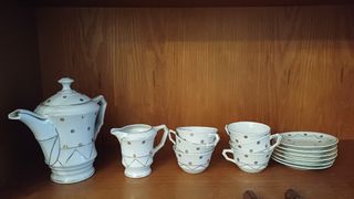 Juego café porcelana dorada