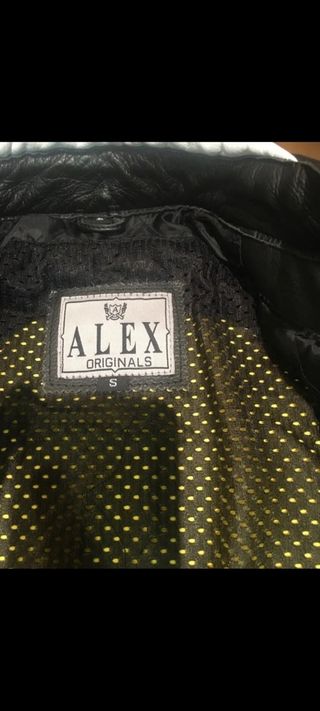 Cazadora cuero moto negra-naranja