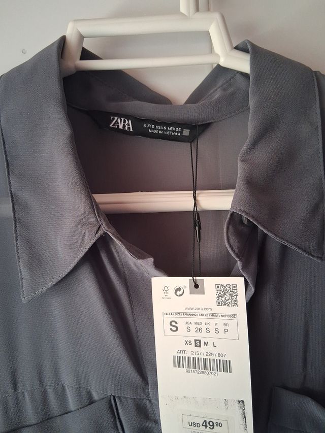 Vestido Zara gris L - 40 - 12