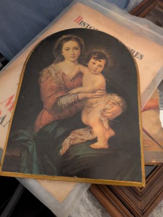 Cuadro Virgen con Niño - Madera dorada