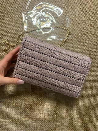 Borsetta rosa cipria glitter fatta a mano